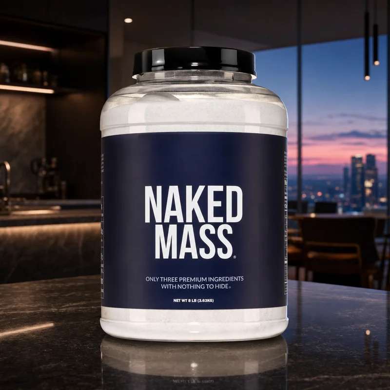 Naked Mass unflavored natural weight gainer, 8 lb bulk tub — from the Amazon listing