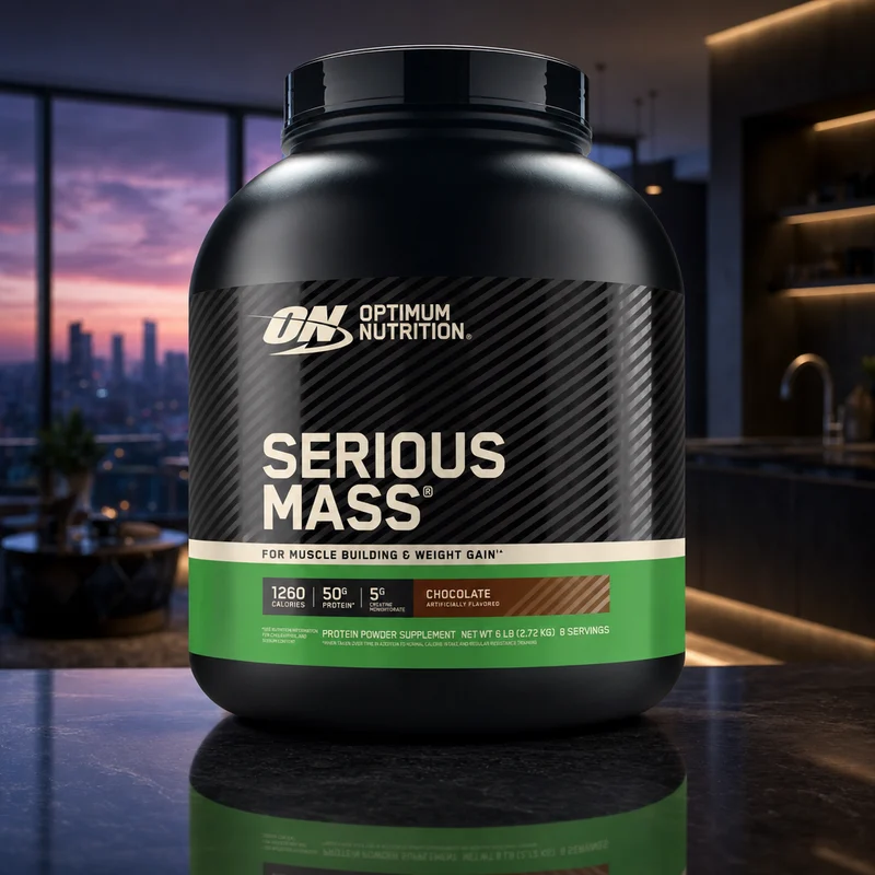 Optimum Nutrition Serious Mass, Chocolate, 12 lb weight gainer tub — from the Amazon listing