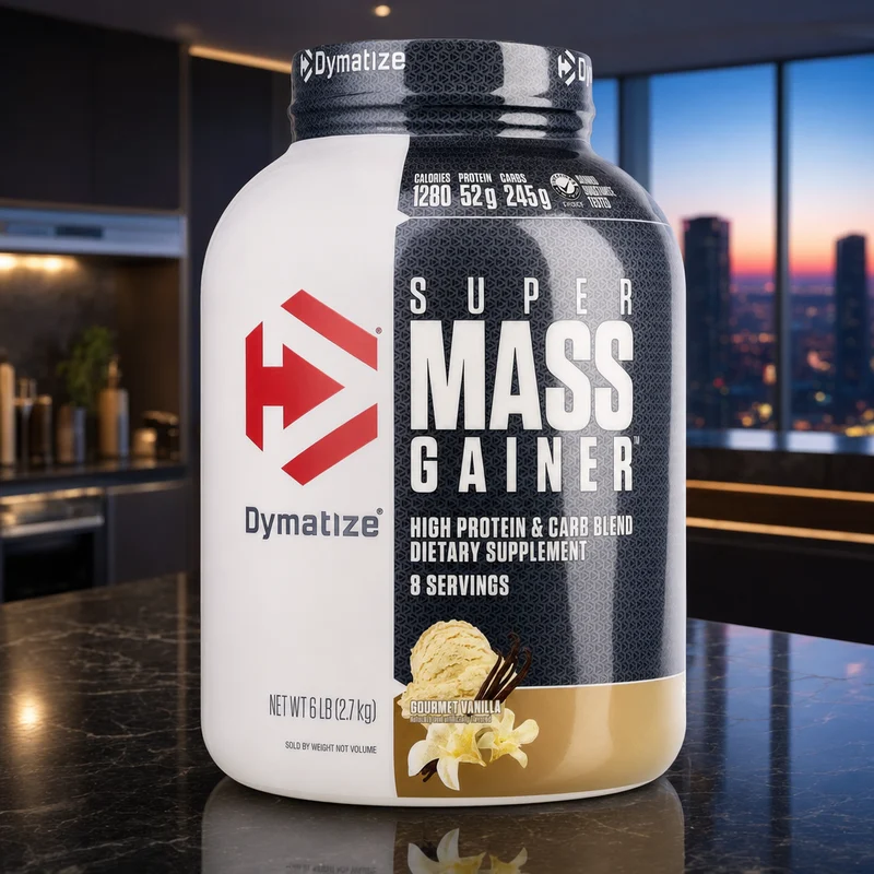 Dymatize Super Mass Gainer, Gourmet Vanilla, 12 lb tub — from the Amazon listing