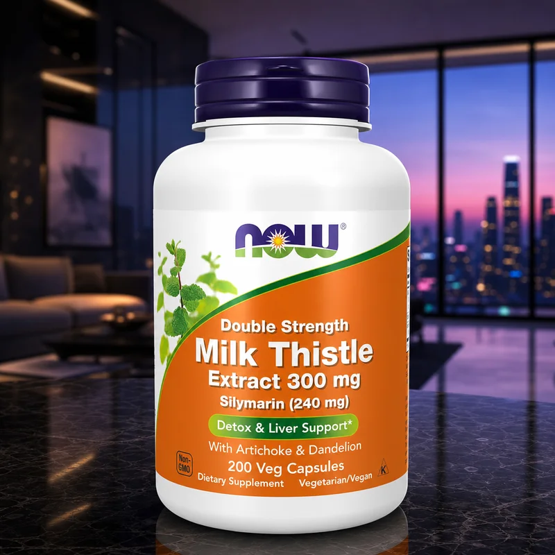 NOW Foods Silymarin Milk Thistle Extract 300 mg, Double Strength, with Artichoke & Dandelion, 200 Veg Capsules