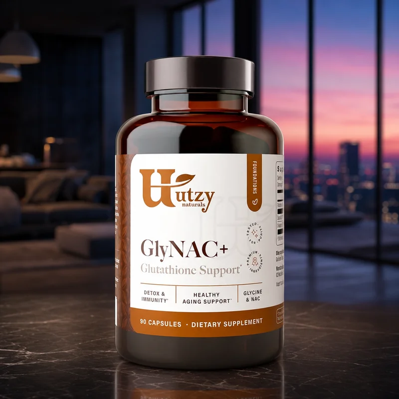 Utzy Naturals High Dose GlyNAC+ (2,000 mg Glycine + NAC) with Vitamin B2, 90 Capsules