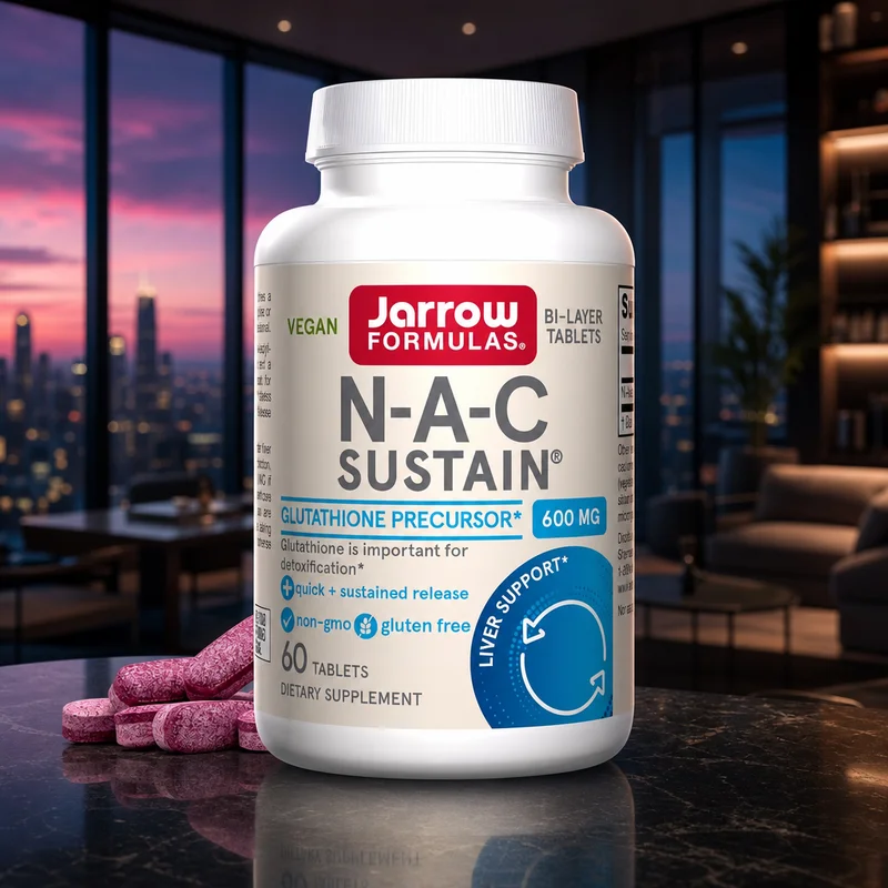 Jarrow Formulas N-A-C Sustain 600 mg, 60 Bilayer Sustained-Release Tablets