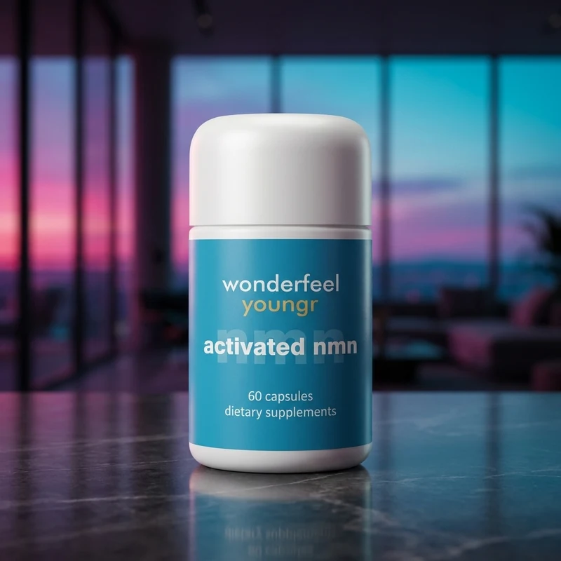 Wonderfeel Youngr NMN with resveratrol, TMG and quercetin, 60-capsule bottle — from the Amazon listing