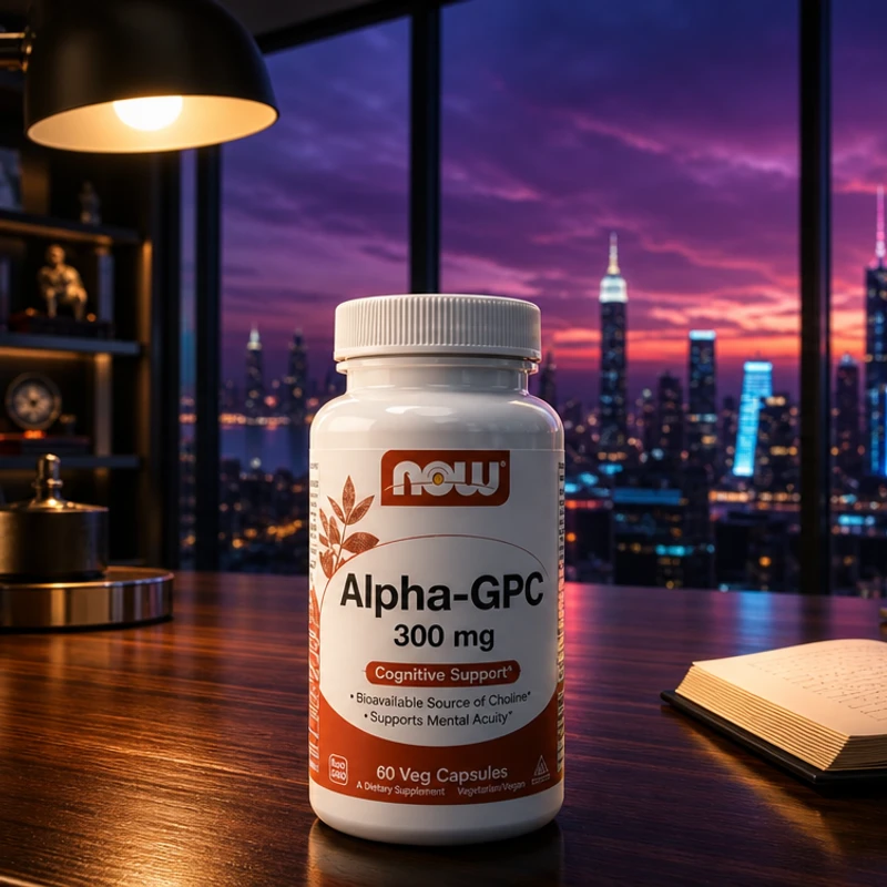 NOW Foods Alpha-GPC 300 mg, 60 veg capsules — bottle from Amazon listing