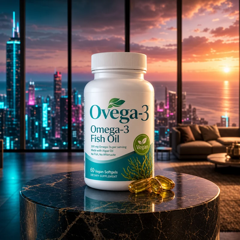 Ovega-3 Algal Oil 500 mg vegan omega-3, 60 softgels — bottle from Amazon listing