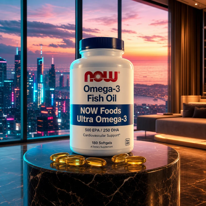 Now Foods Ultra Omega-3 500 EPA / 250 DHA, 180 softgels — bottle from Amazon listing