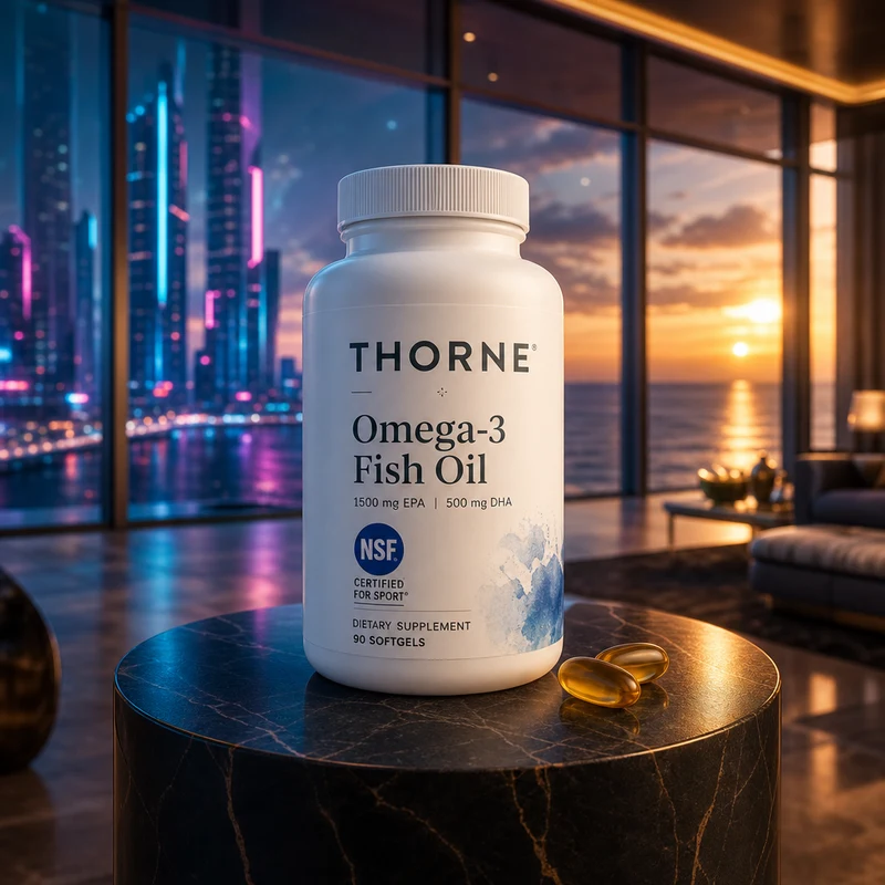 Thorne Super EPA Pro fish oil softgels — NSF Certified for Sport clinical-grade bottle in the SAC scene