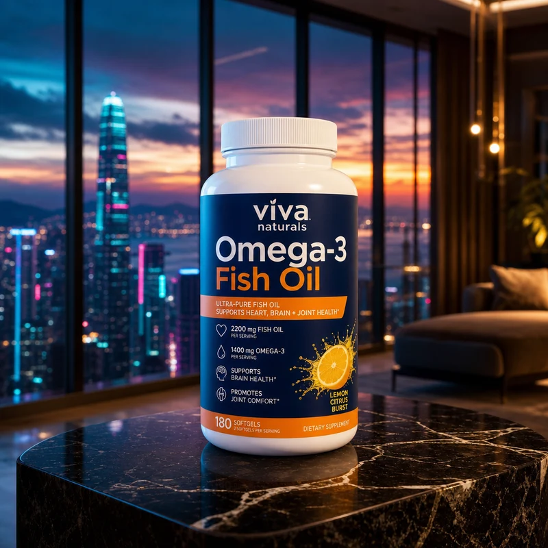 Viva Naturals Triple Strength Omega-3, 180 softgels — bottle from Amazon listing