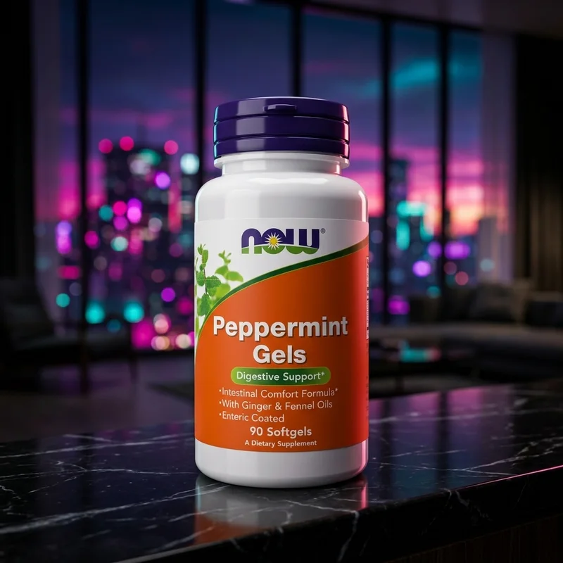 NOW Peppermint Gels with Ginger & Fennel, Enteric, 90ct
