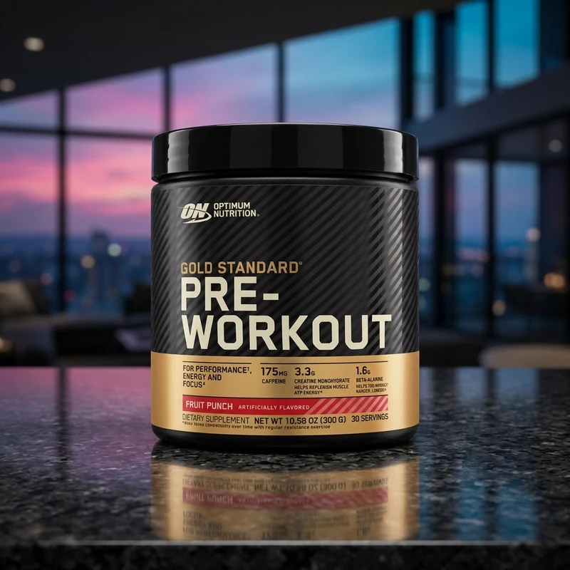 Optimum Nutrition Gold Standard Pre-Workout, Fruit Punch tub — from the Amazon listing