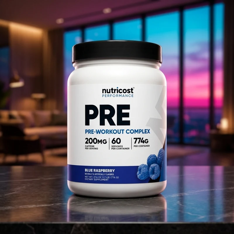 Nutricost Pre-Workout Complex, Blue Raspberry, 60-serving tub — from the Amazon listing