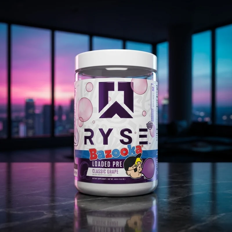 RYSE Loaded Pre-Workout, Bazooka Grape tub — from the Amazon listing
