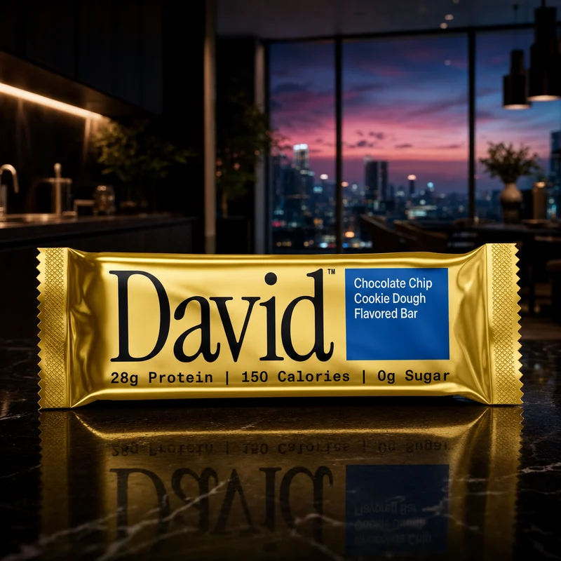 David Protein Bar, Chocolate Chip Cookie Dough, 12-count box — from the Amazon listing