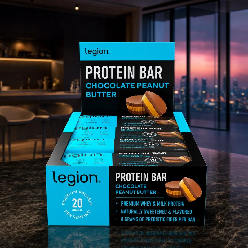 Legion Protein Bar, Chocolate Peanut Butter, 12-count box — from the Amazon listing
