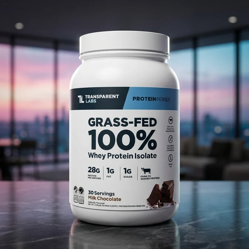 Transparent Labs Grass-Fed Whey Protein Isolate tub — from the Amazon listing