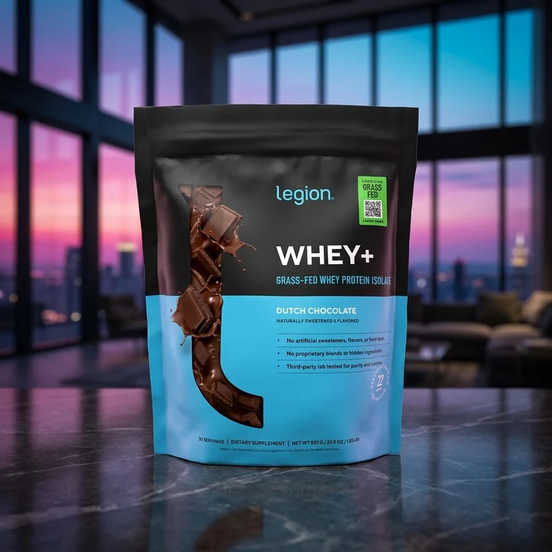 Legion Whey+ Grass-Fed Whey Isolate tub — from the Amazon listing