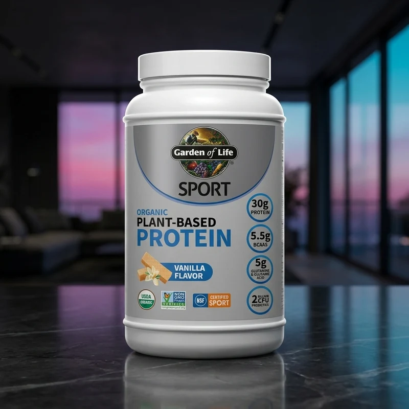 Garden of Life SPORT Organic Plant-Based Protein tub — from the Amazon listing