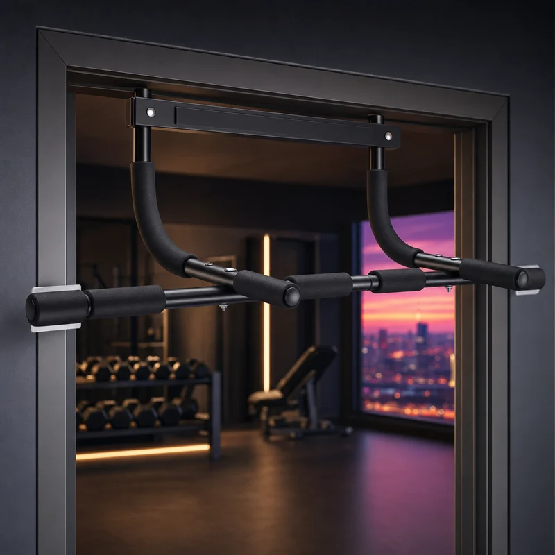 Ally Peaks doorway pull-up bar, black thickened steel frame with foam grips and door-frame protection pads — from Amazon listing