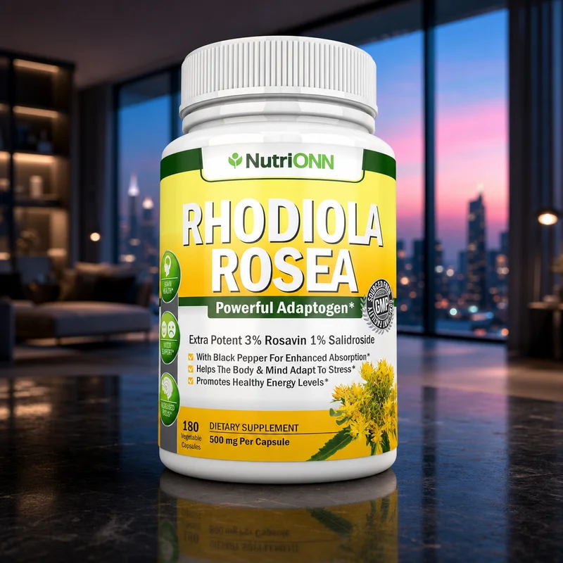 NutriONN Rhodiola Rosea 500 mg with Black Pepper