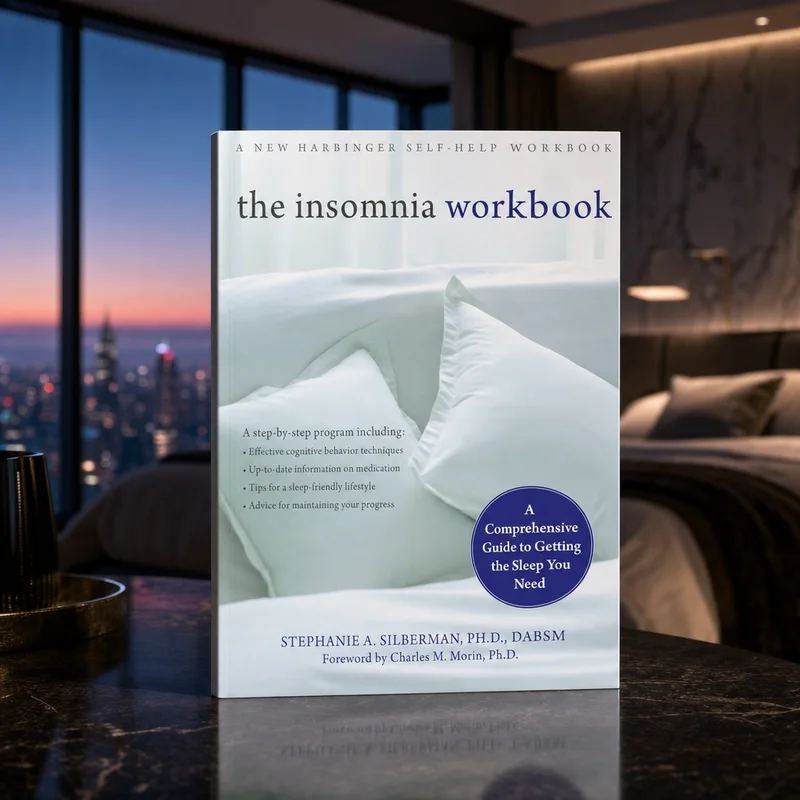 The Insomnia Workbook by Stephanie Silberman, workbook cover — from Amazon listing
