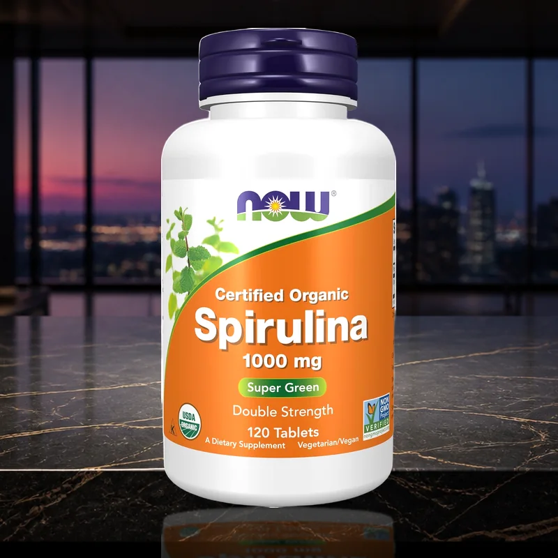NOW Certified Organic Spirulina 1,000 mg Double Strength Tablets — product