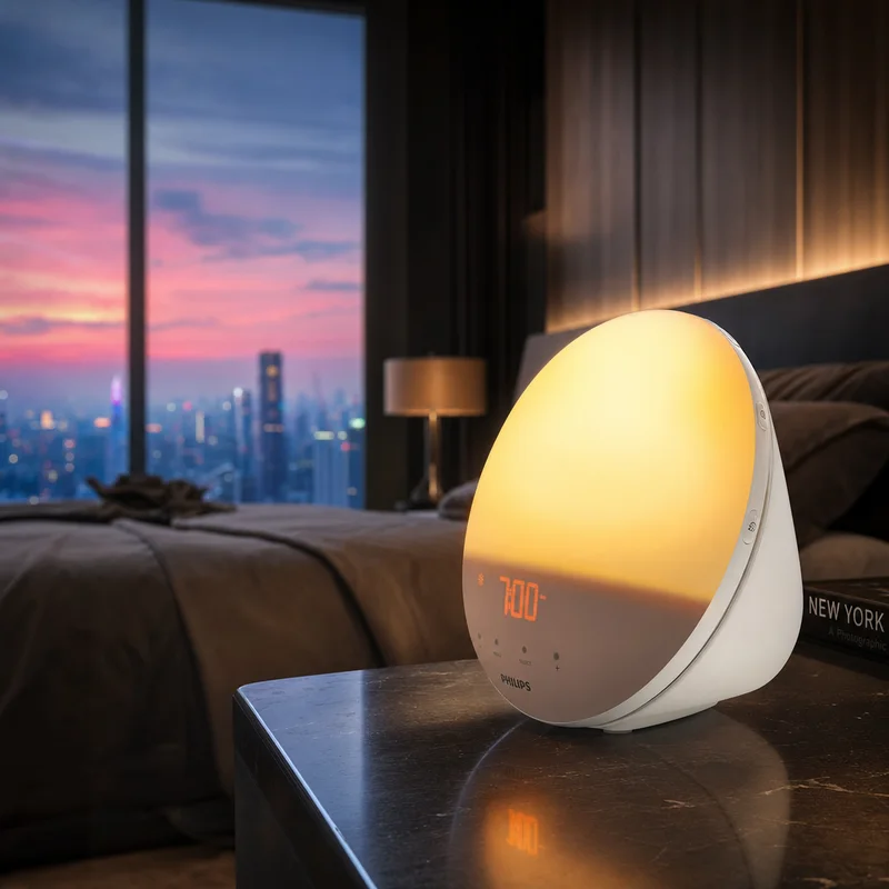 Philips SmartSleep Wake-Up Light HF3520, colored sunrise and sunset simulation — from Amazon listing