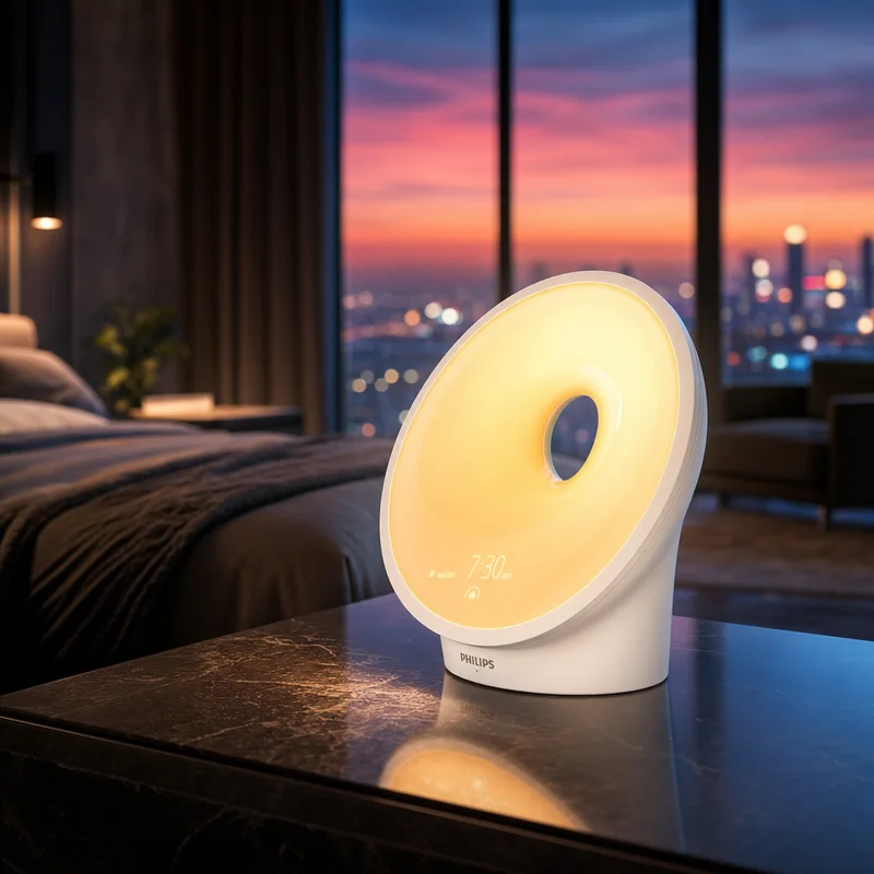 Philips SmartSleep Sleep and Wake-Up Light HF3650, simulated sunrise and sunset — from Amazon listing
