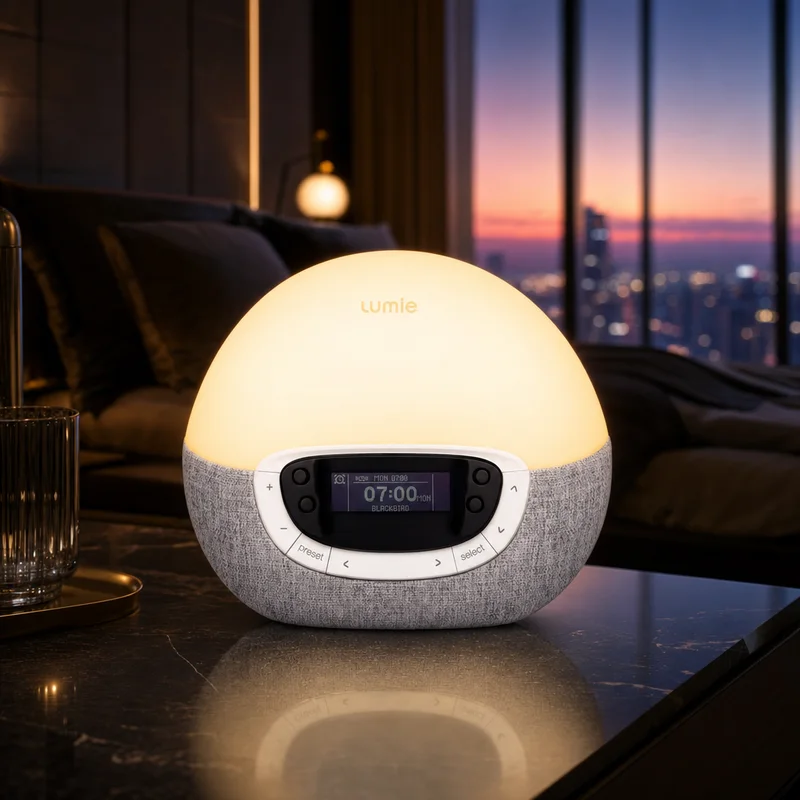 Lumie Bodyclock Shine 300 sunrise and sunset alarm clock with warm LEDs — from Amazon listing