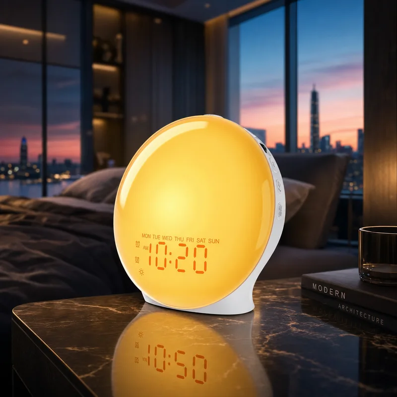 JALL Full-Screen Wake Up Light sunrise alarm clock with dual alarms — from Amazon listing