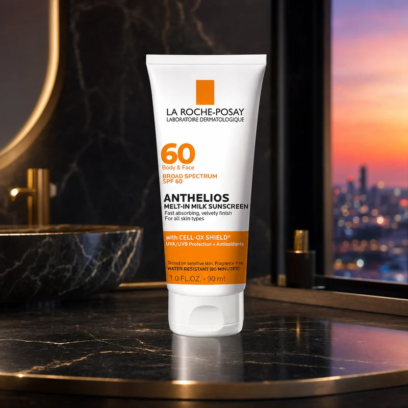 La Roche-Posay Anthelios Melt-in Milk Sunscreen SPF 60 bottle, 3 fl oz — from Amazon listing