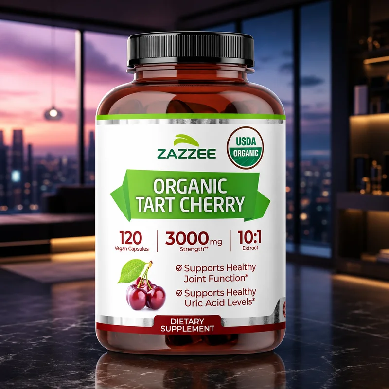 Zazzee USDA Organic Tart Cherry 10:1 Extract 120 Vegan Capsules