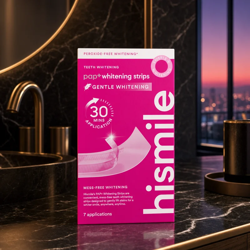 Hismile PAP+ peroxide-free teeth whitening strips for sensitive teeth, 14 treatments — from Amazon listing