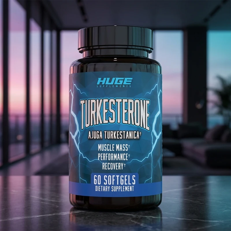 Huge Supplements Turkesterone 500 mg softgels bottle — from the Amazon listing