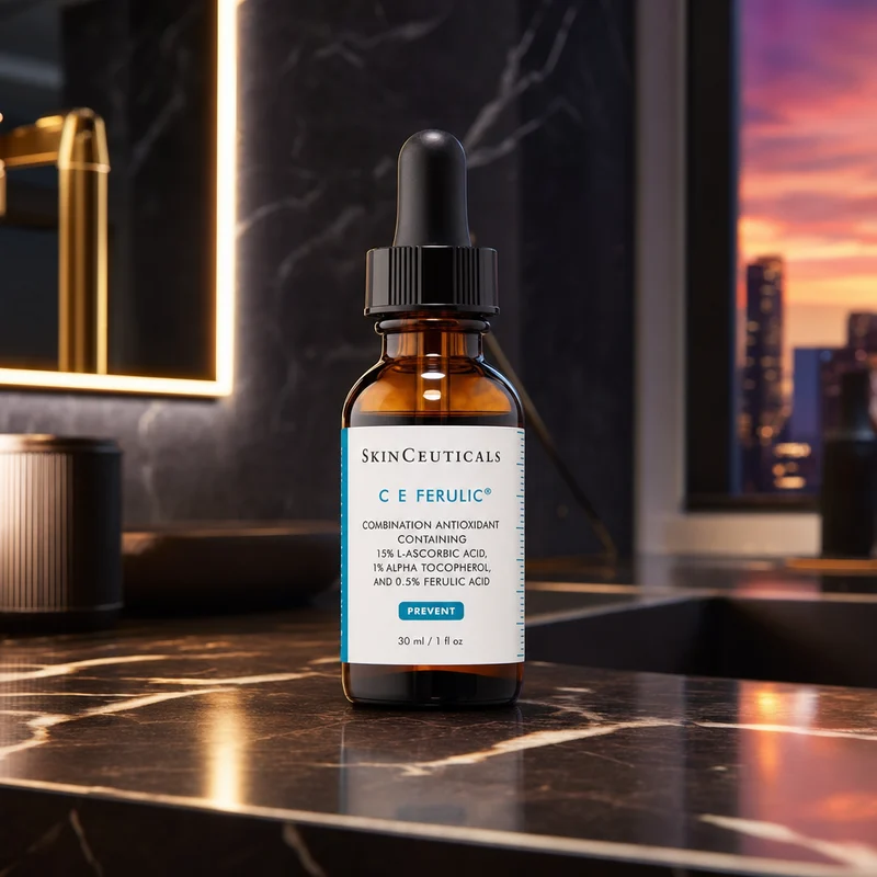 SkinCeuticals C E Ferulic vitamin C serum in an amber glass dropper bottle with dark cap — from the Amazon listing