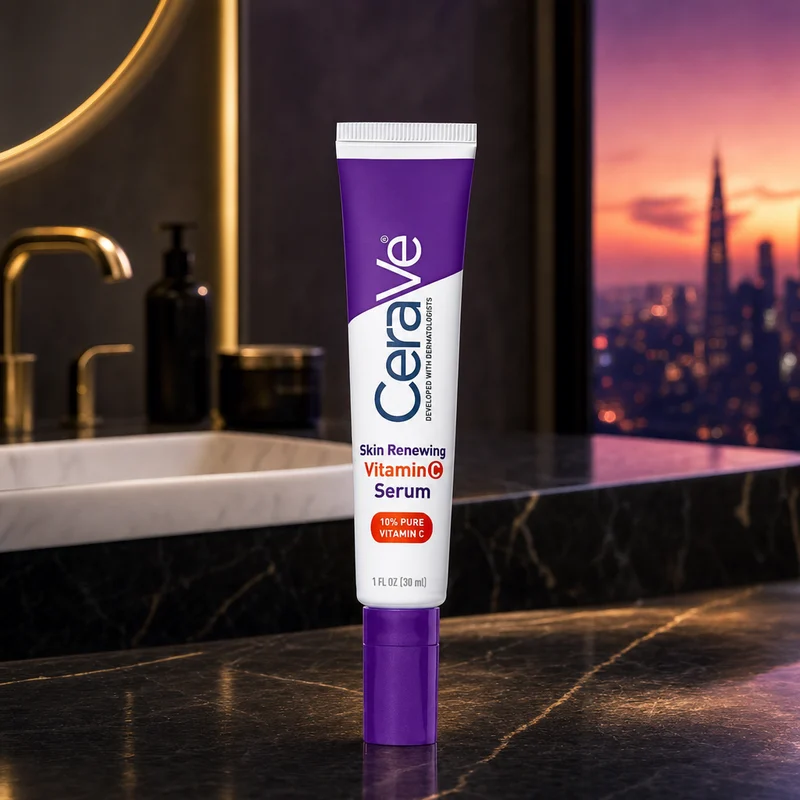 CeraVe Skin Renewing Vitamin C Serum in a white opaque airtight tube with pump — from the Amazon listing