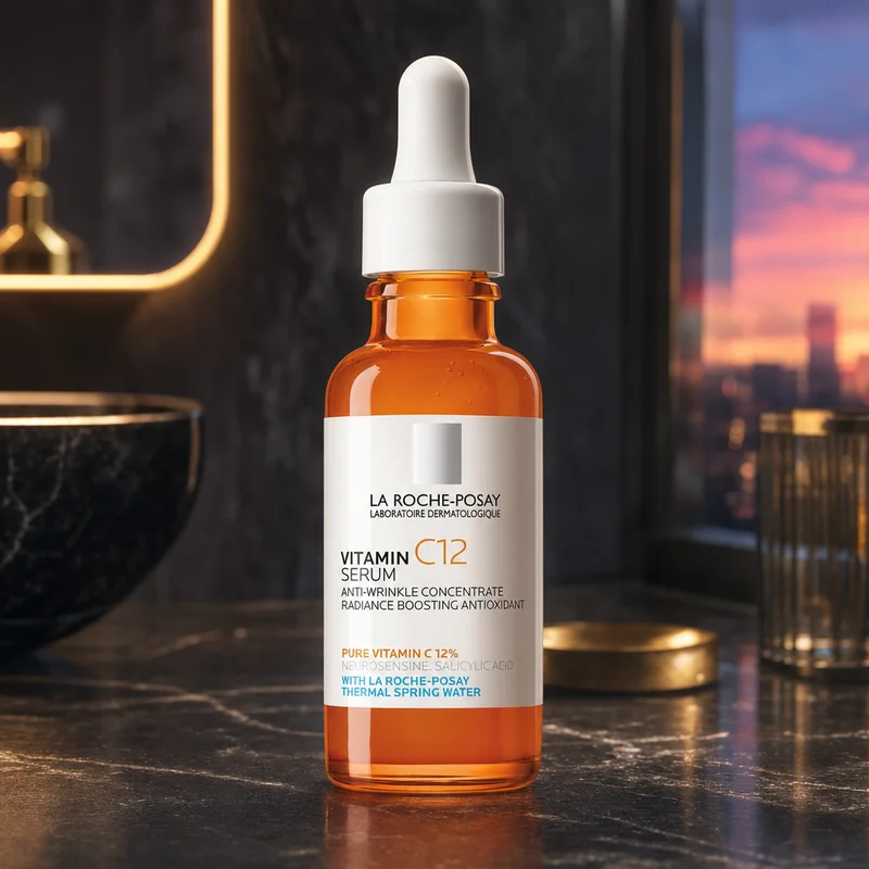La Roche-Posay Pure Vitamin C10 Serum in a white opaque tube with pump applicator — from the Amazon listing