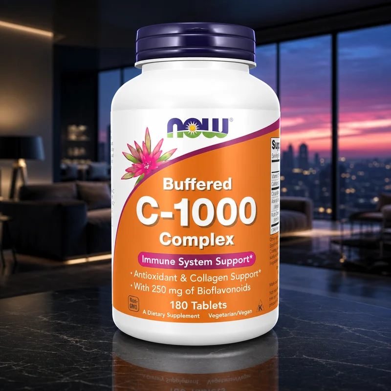 NOW Supplements Vitamin C-1000 Complex with Bioflavonoids, Buffered, 180 Tablets