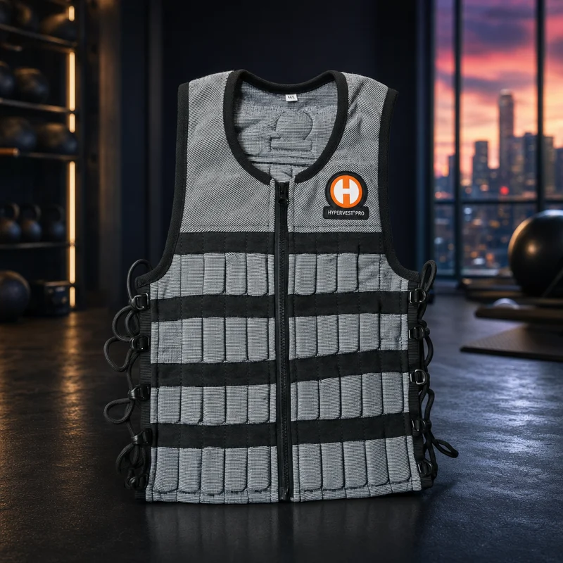 Hyperwear Hyper Vest PRO adjustable weighted vest, grey, slim-fit with front zipper and side lacing — from Amazon listing