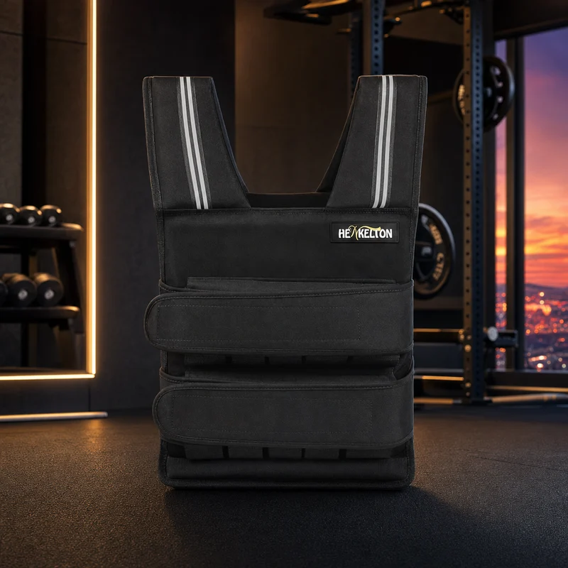 Henkelion weighted vest, black neoprene lightweight vest with adjustable straps, weights included — from Amazon listing