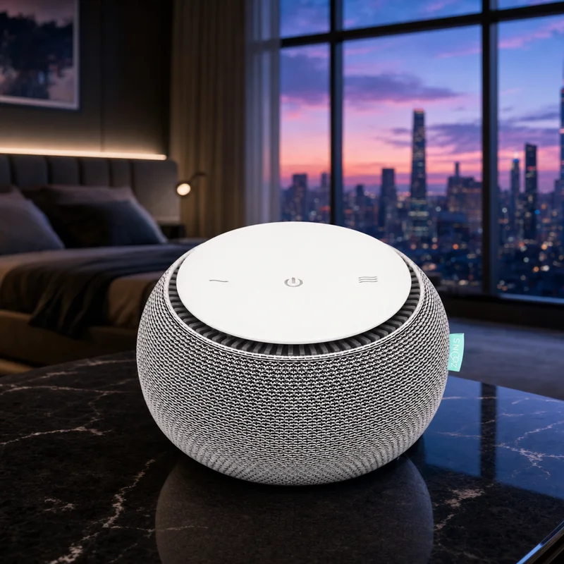 SNOOZ Smart White Noise Machine with real fan inside, cloud color — from Amazon listing