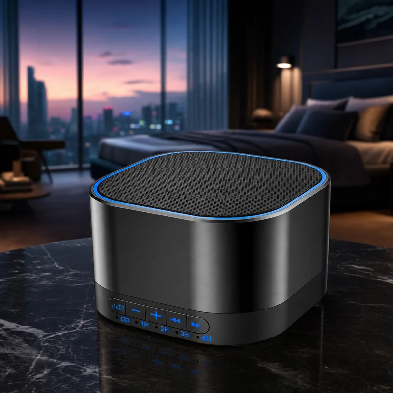 Magicteam White Noise Machine with 20 sounds and 32 volume levels, black — from Amazon listing