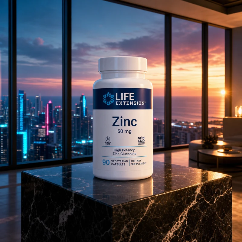 Life Extension Zinc Caps 50 mg, 90 capsules — the representative product for the citrate/gluconate forms
