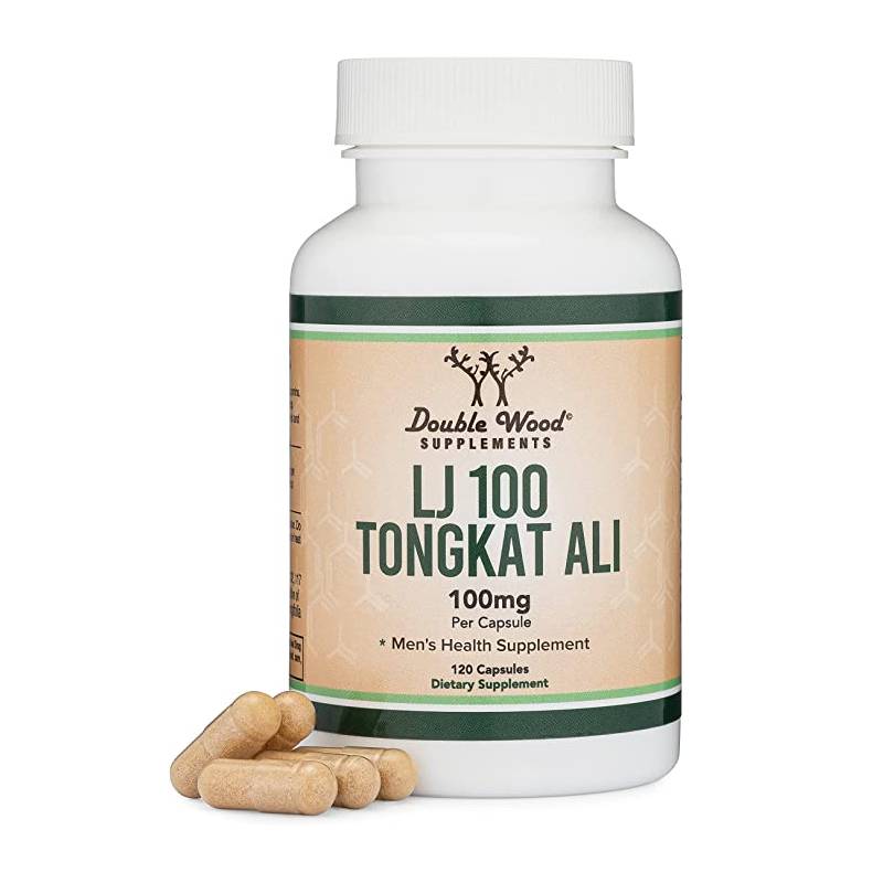 LJ100 Tongkat Ali for Men (120 Capsules) - Only Clinically Proven and Patented Testosterone Supplement for Men Tongkat Ali Formula (LJ100 Std to 40% Glycosaponins, 22% Eurypeptides) by Double Wood