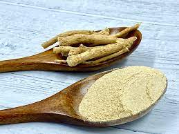 Copyright free picture ashwagandha powder and root on spoon