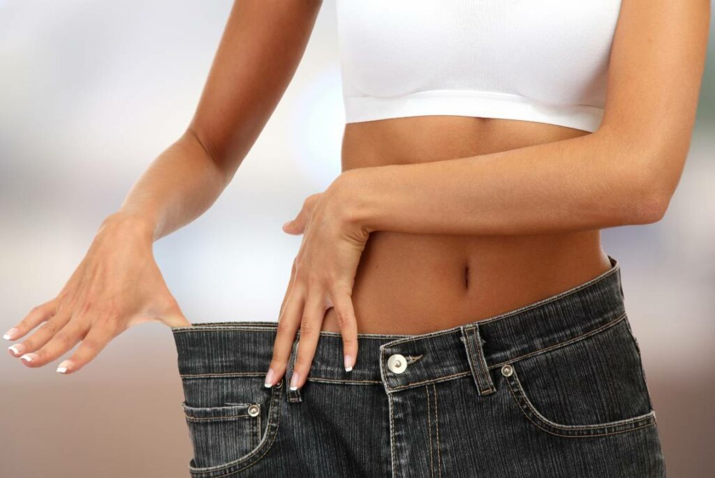 Women with Dark Blue Jeans who Lost Weight