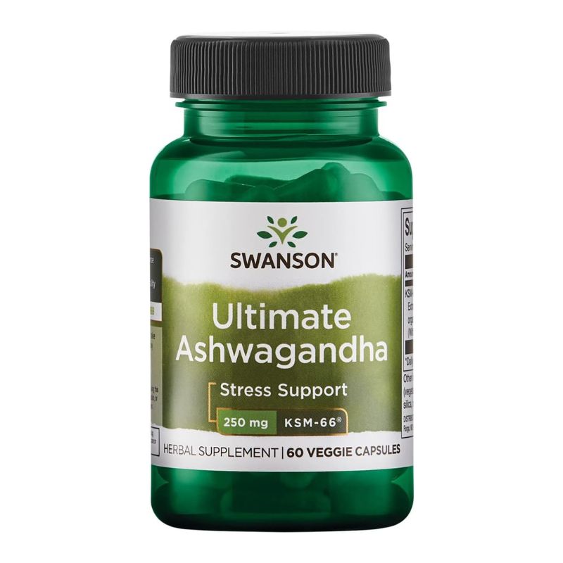Swanson Ultimate Ashwagandha KSM 66 Herbal Supplement Supporting Healthy Stress Levels Relaxation Natural Formula to Promote a Calm Relaxed Mindset 60 Veggie Capsules 250mg Each 4 Pac 1