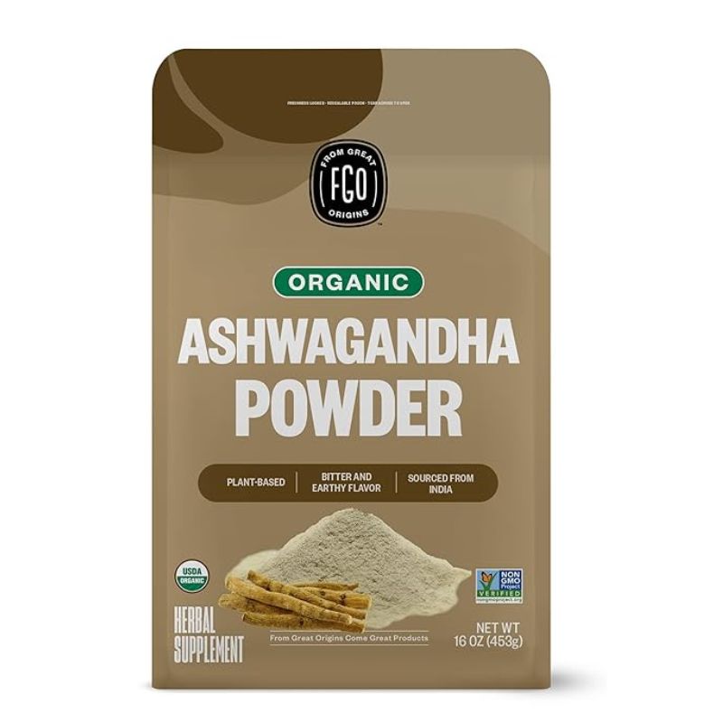 FGO Organic Ashwagandha Root Powder Sourced from India 16oz Packaging May Vary Pack of 1 1