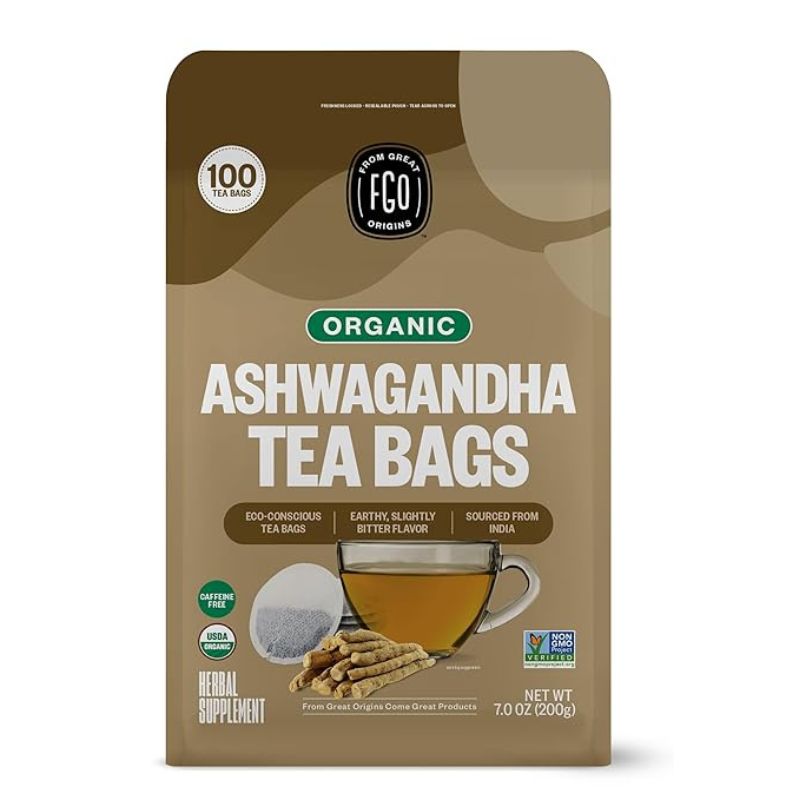 FGO Organic Ashwagandha Tea Eco Conscious Tea Bags 100 Count Packaging May Vary Pack of 1 1