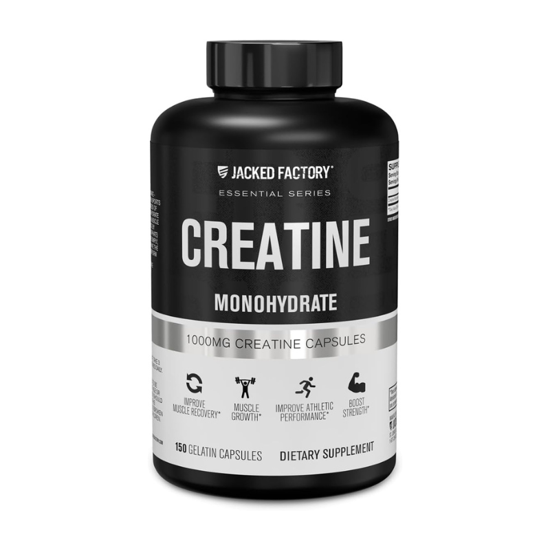 Jacked Factory Creatine Monohydrate Capsules Creatine Supplement for Muscle Growth Increased Strength Enhanced Energy Output and Improved Athletic Performance 150 Capsules