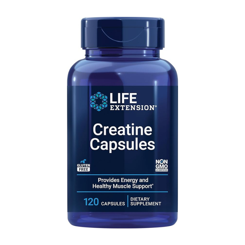 Life Extension Creatine Capsules – Creatine Monohydrate – Promotes Strength Lean Muscle Healthy Endurance – Non GMO Gluten Free – 120 Capsules